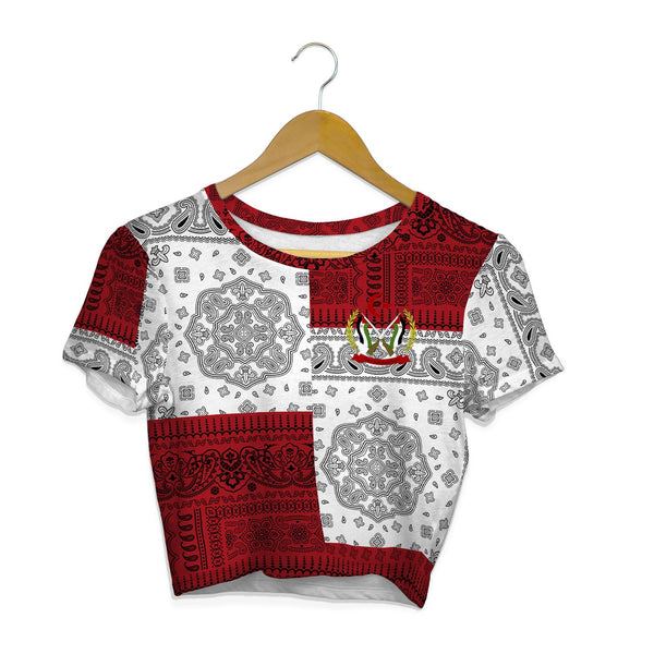 Western Sahara Croptop T Shirt Flag And Paisley Basic Style 1