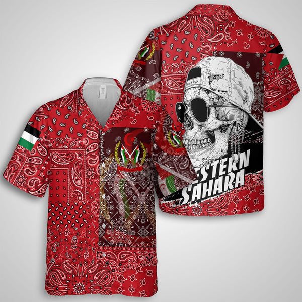 Western Sahara Hawaiian Shirt Paisley Flag And Skull Style 1