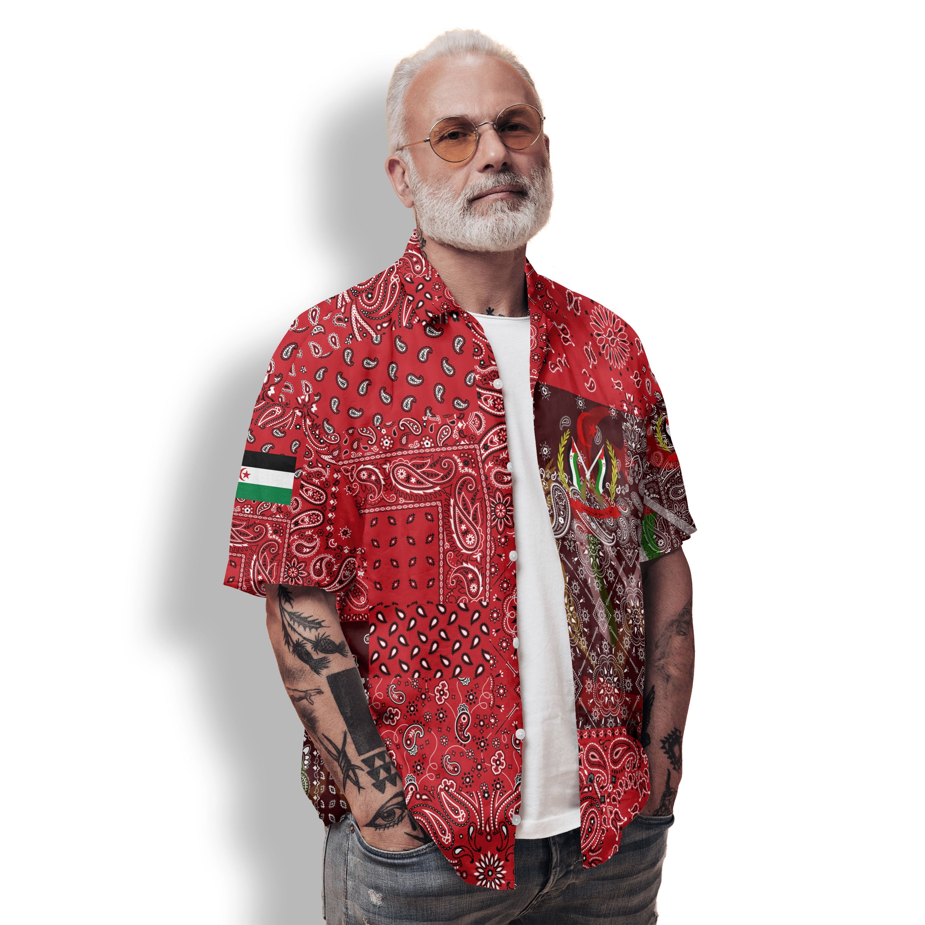 Western Sahara Hawaiian Shirt Paisley Flag And Skull Style 2