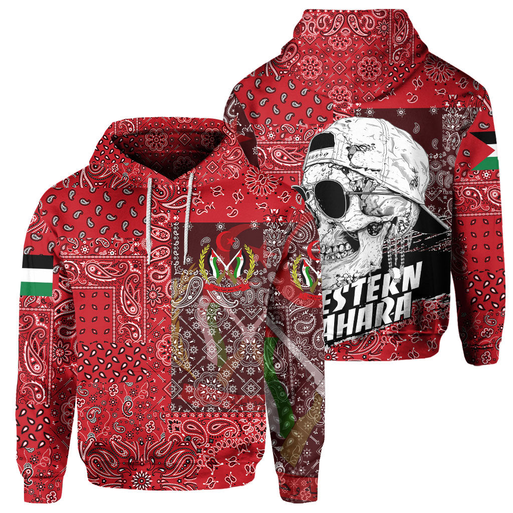 Western Sahara Hoodie Paisley Flag And Skull Style 1