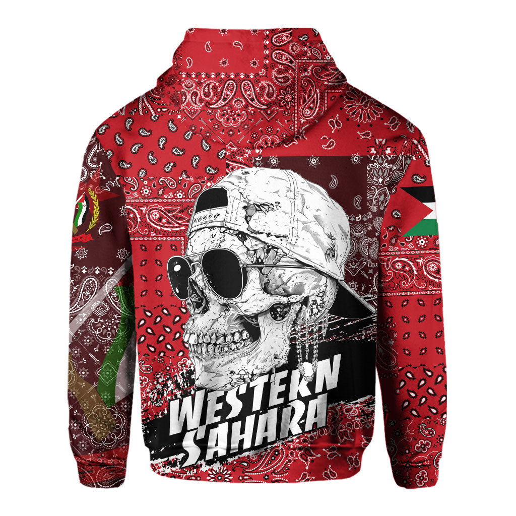 Western Sahara Hoodie Paisley Flag And Skull Style 3