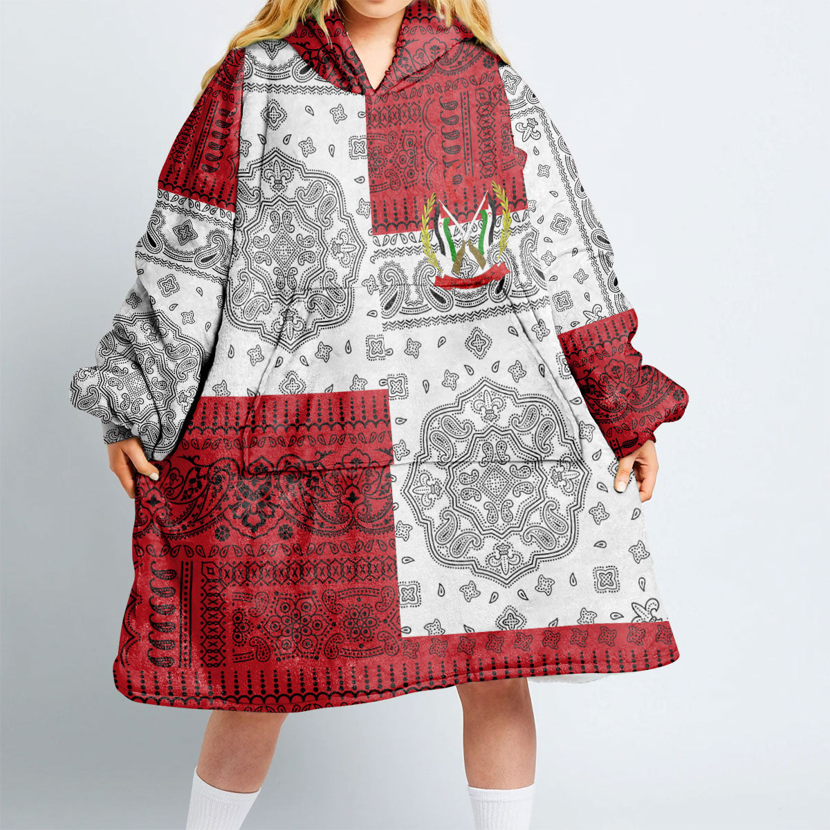 Western Sahara Hoodie Blanket Flag And Paisley Basic Style 2