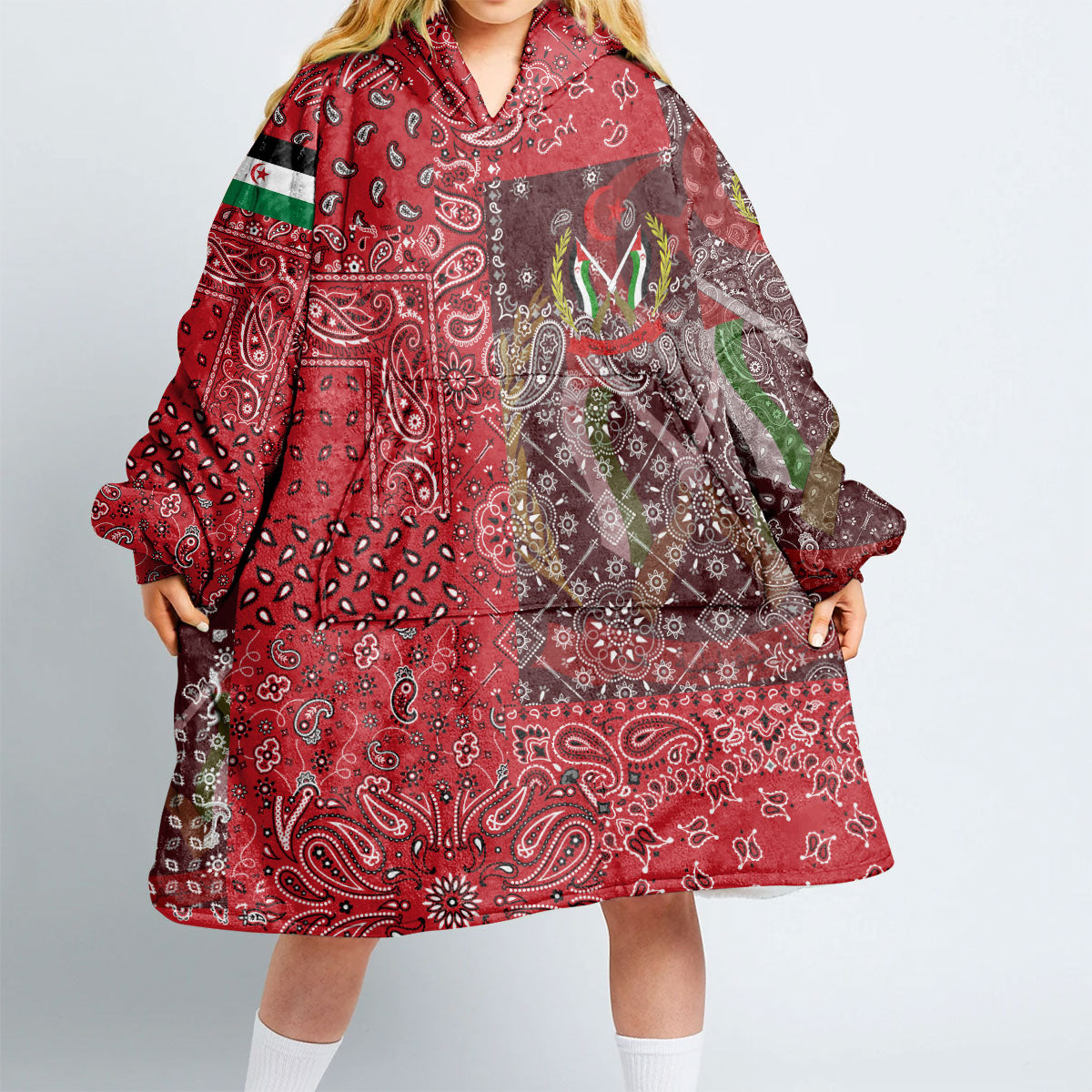 Western Sahara Hoodie Blanket Paisley Flag And Skull Style 2