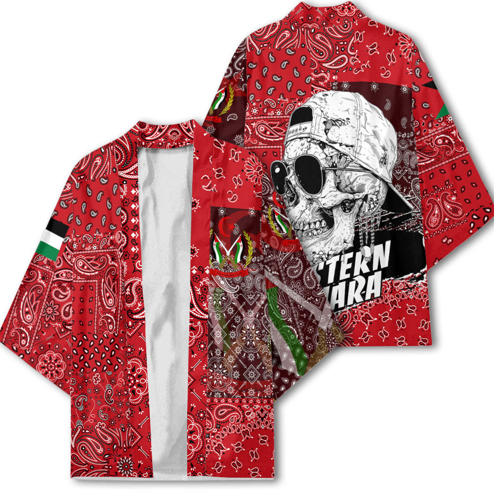 Western Sahara Kimono Paisley Flag And Skull Style 2