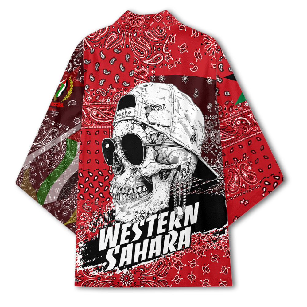 Western Sahara Kimono Paisley Flag And Skull Style 3