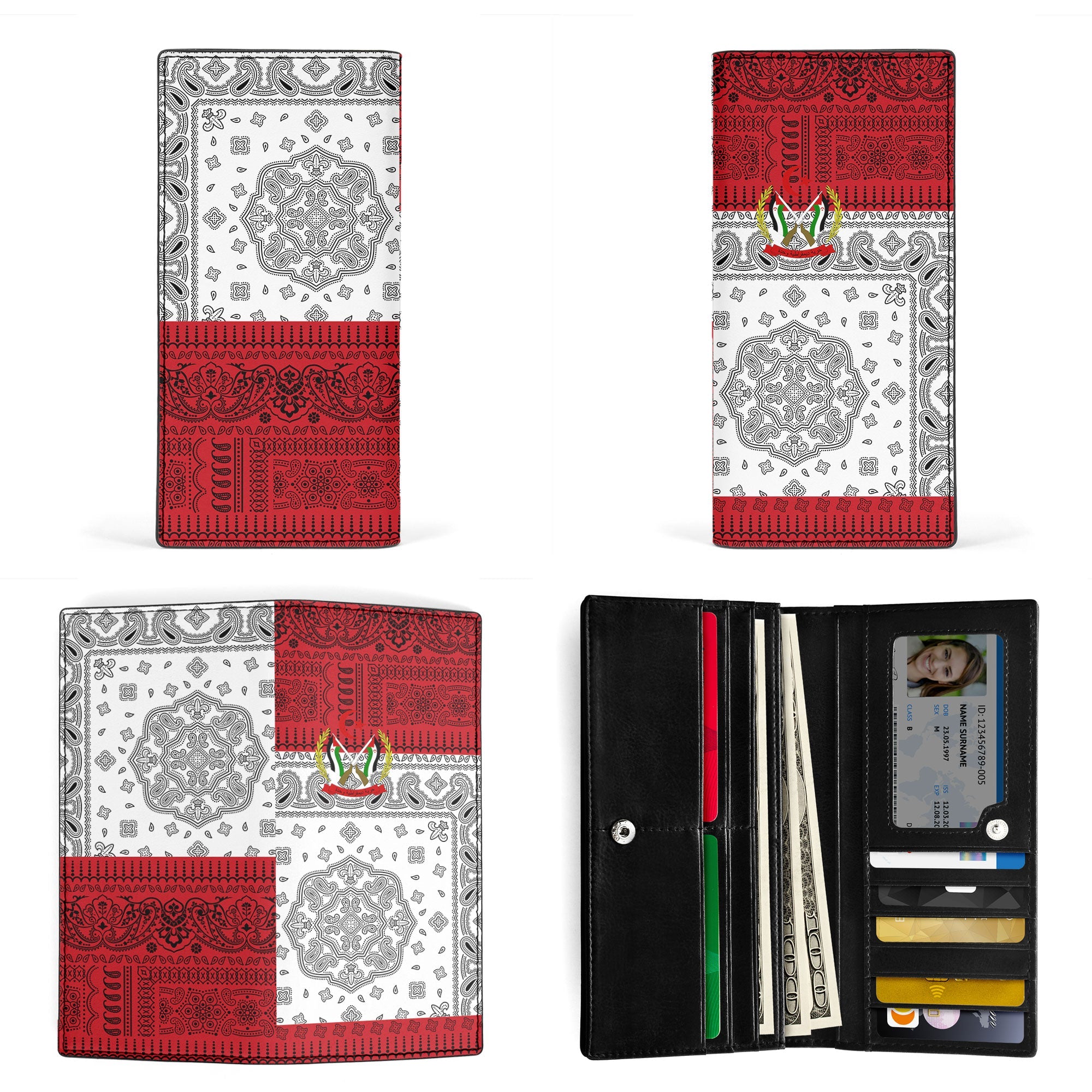 Western Sahara Leather Wallet Flag And Paisley Basic Style 3