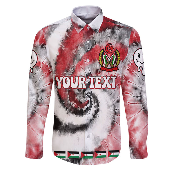 Western Sahara Long Sleeve Button Shirt Custom Tie Dye Style 1