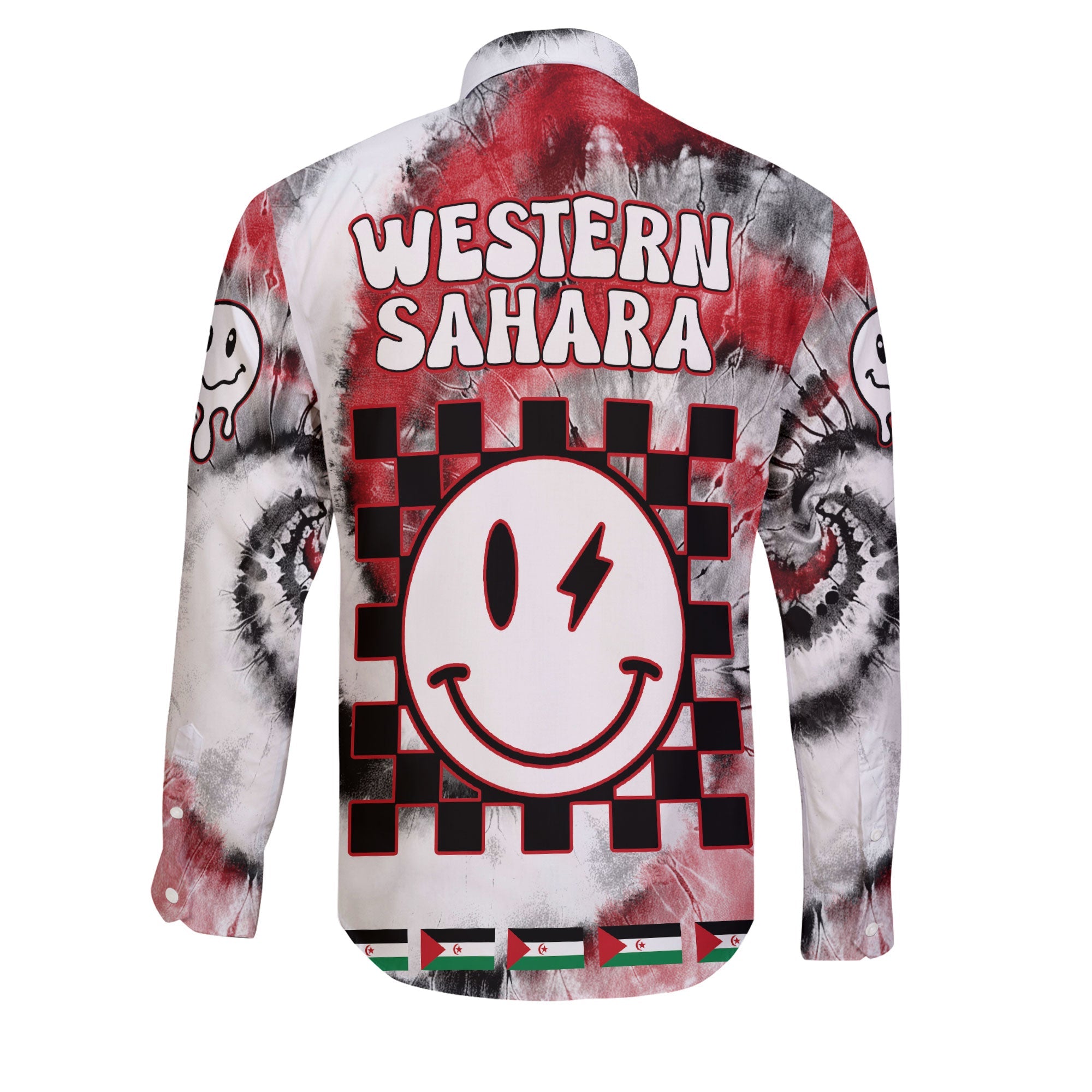 Western Sahara Long Sleeve Button Shirt Custom Tie Dye Style 2