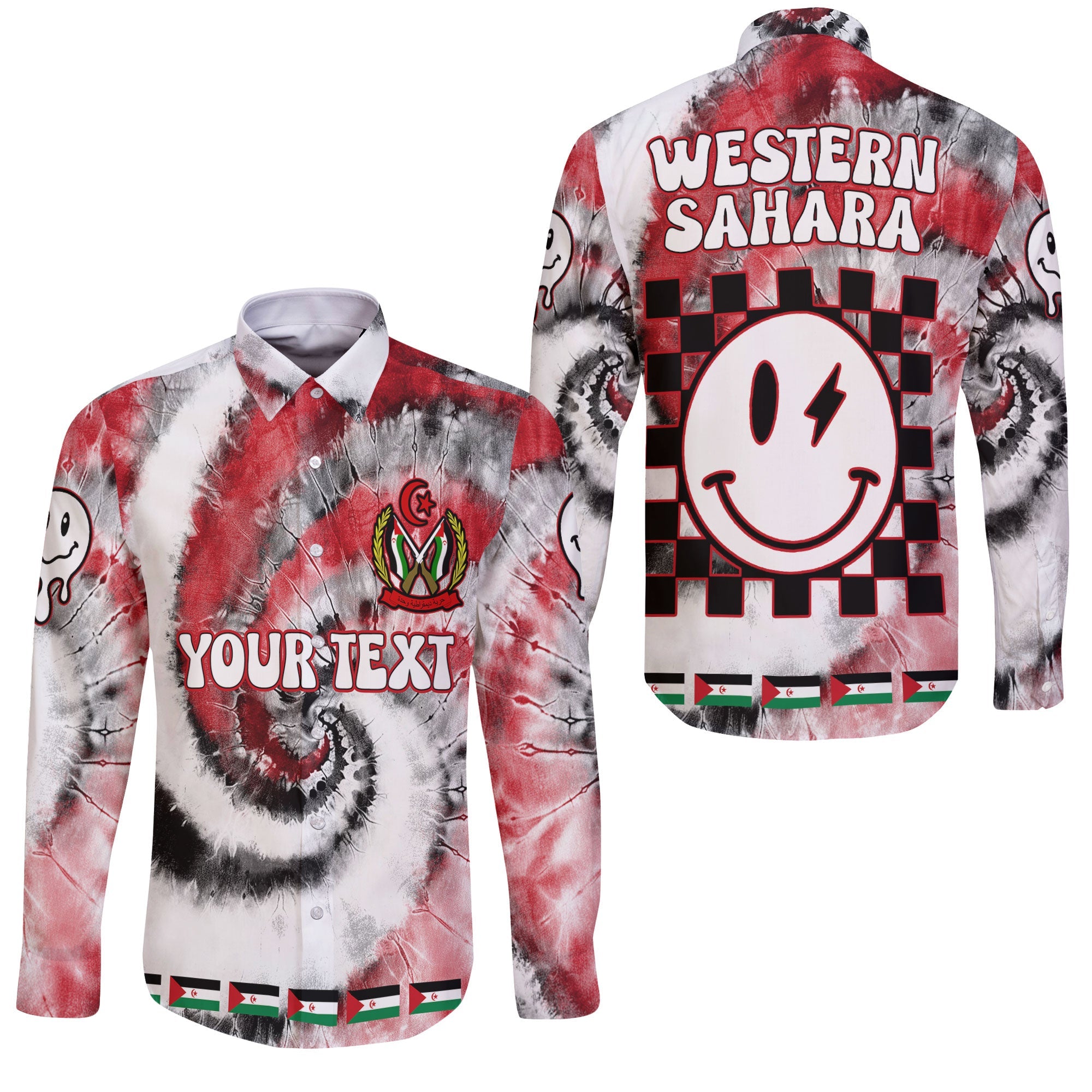 Western Sahara Long Sleeve Button Shirt Custom Tie Dye Style 3