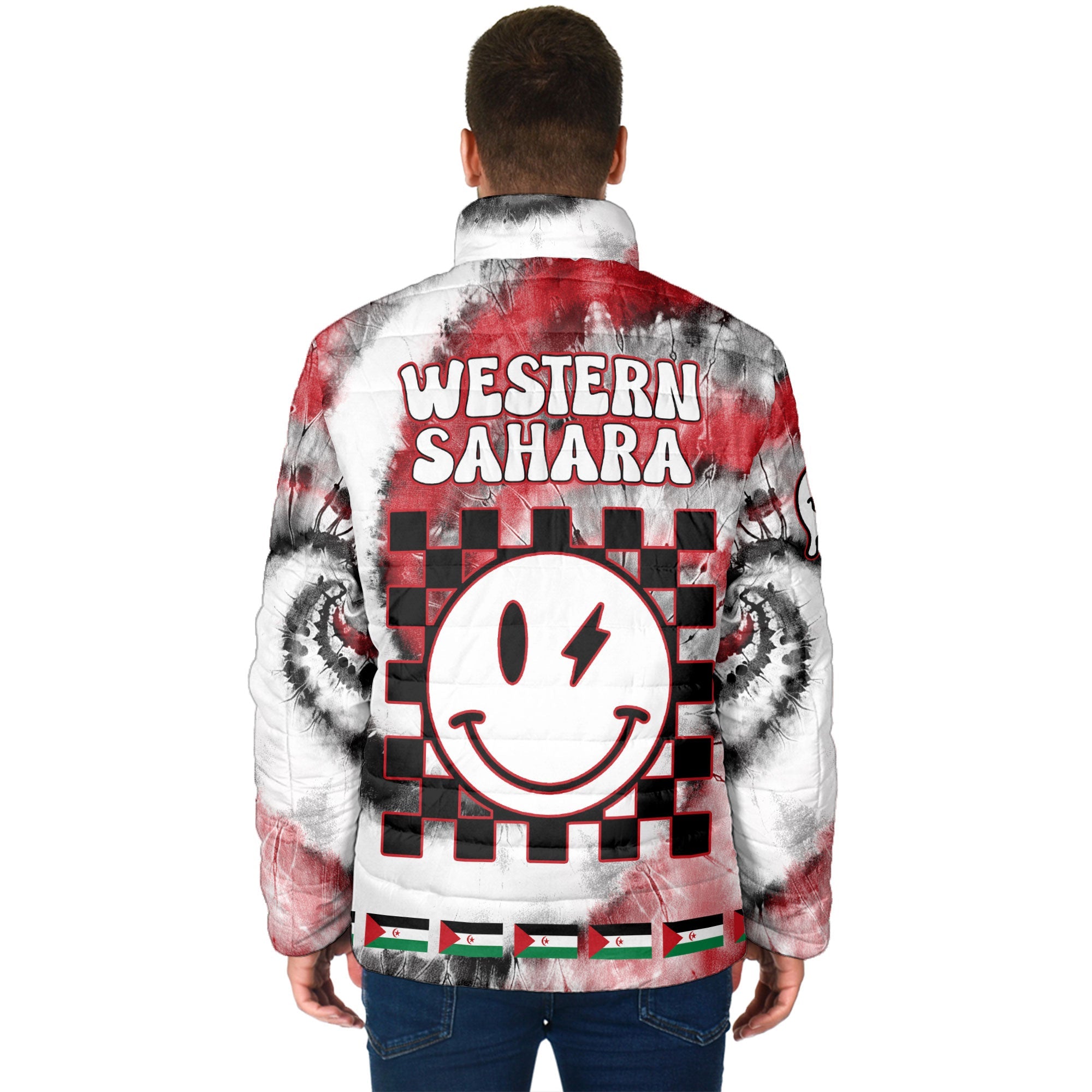 Western Sahara Men Padded Jacket Custom Tie Dye Style 2