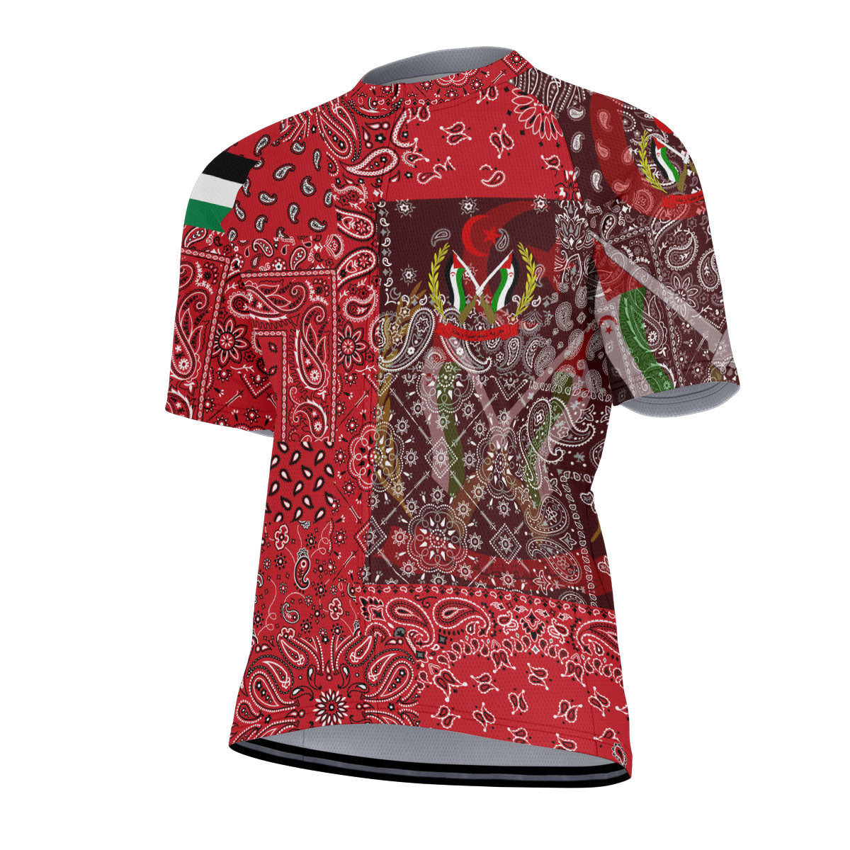 Western Sahara Men Cycling Jersey Paisley Flag And Skull Style 2