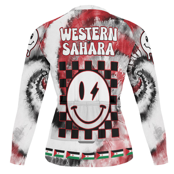 Western Sahara Raglan Men Cycling Jersey Long Sleeve Custom Tie Dye Style 1