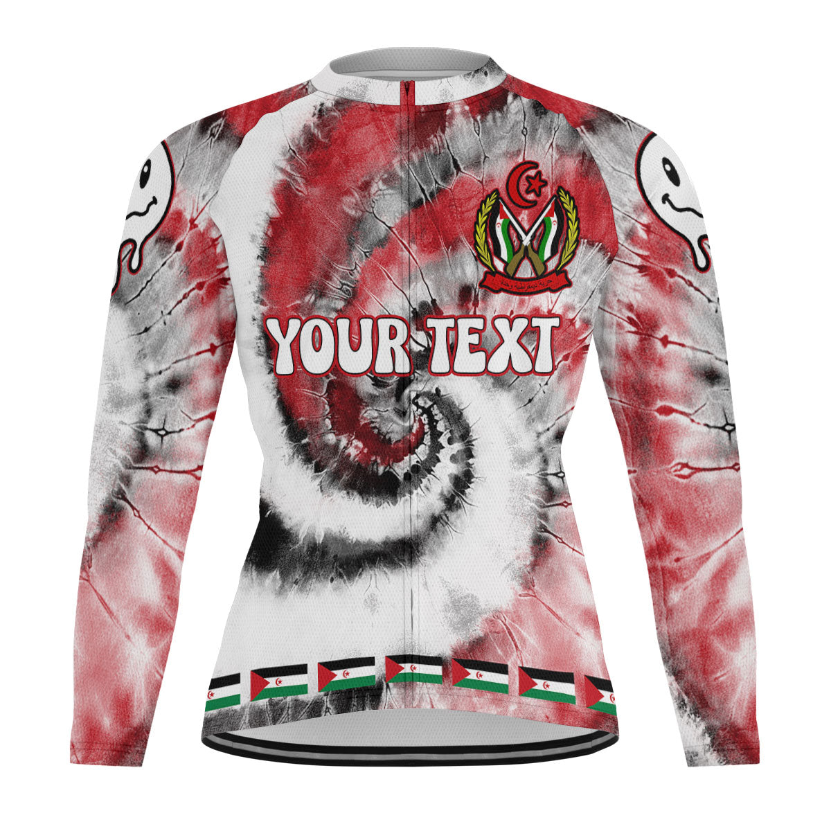 Western Sahara Raglan Men Cycling Jersey Long Sleeve Custom Tie Dye Style 2