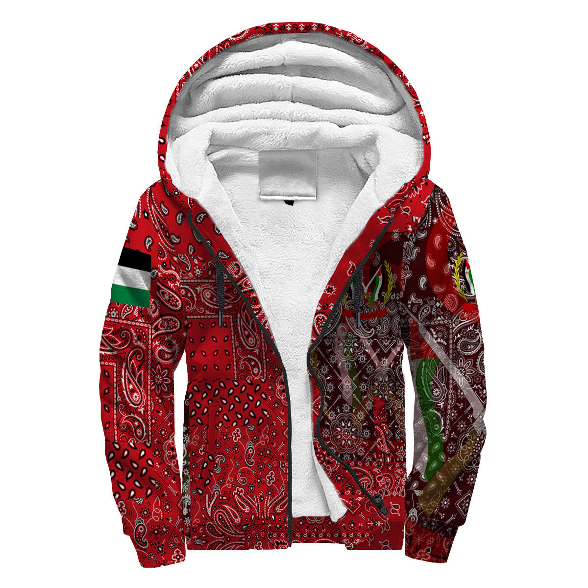 Western Sahara Sherpa Hoodie Paisley Flag And Skull Style 3