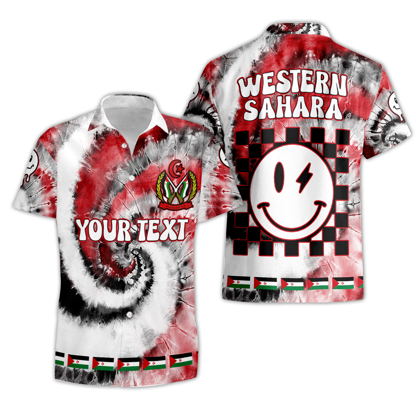 Western Sahara Short Sleeve Shirt Custom Tie Dye Style 3