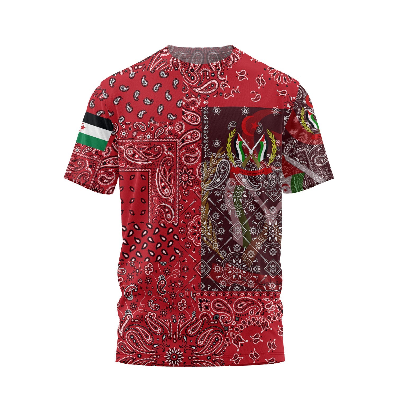 Western Sahara T Shirt Paisley Flag And Skull Style 1