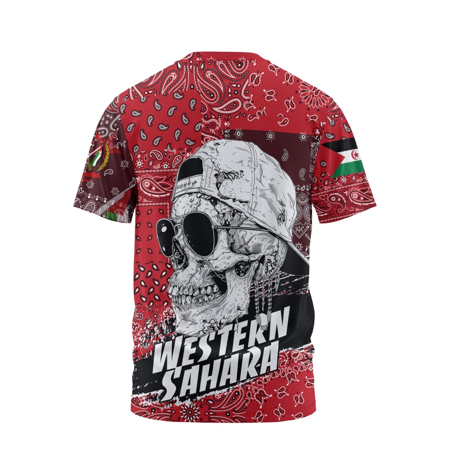 Western Sahara T Shirt Paisley Flag And Skull Style 2