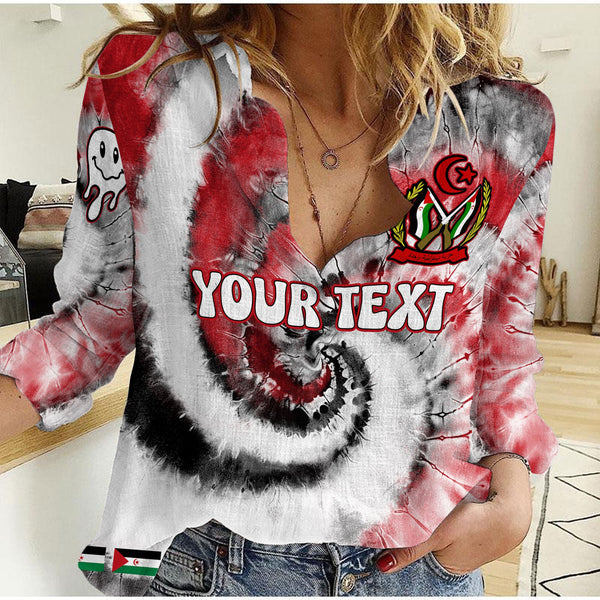 Western Sahara Women Casual Shirt Custom Tie Dye Style 1