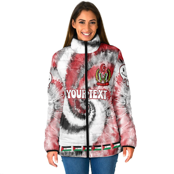 Western Sahara Women Padded Jacket Custom Tie Dye Style 1