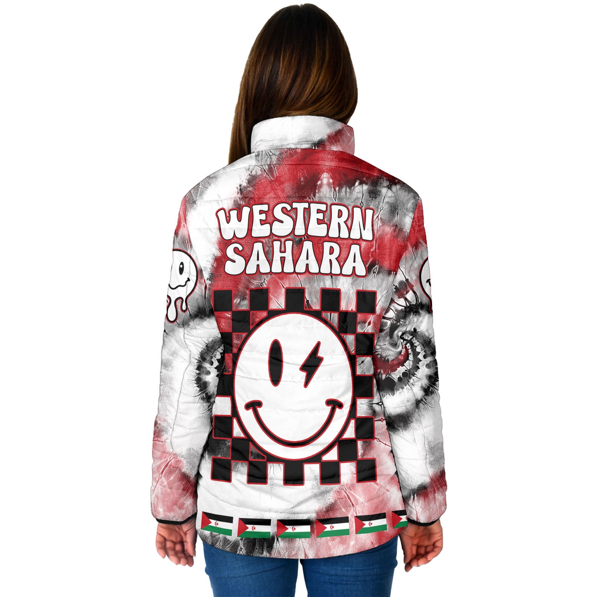 Western Sahara Women Padded Jacket Custom Tie Dye Style 2