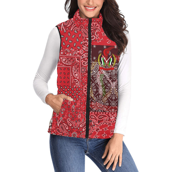 Western Sahara Women Padded Jacket Vest Paisley Flag And Skull Style 1