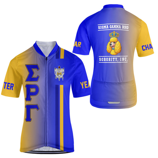 Sigma Gamma Rho Cycling Jersey Custom Blue Yellow Side Gradient Style