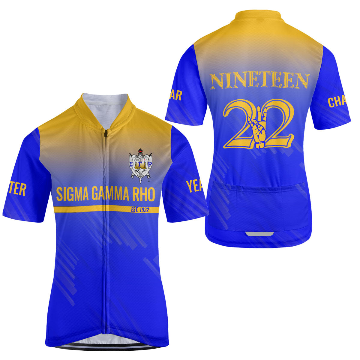 Sigma Gamma Rho Cycling Jersey Custom Blue Yellow Ice Style