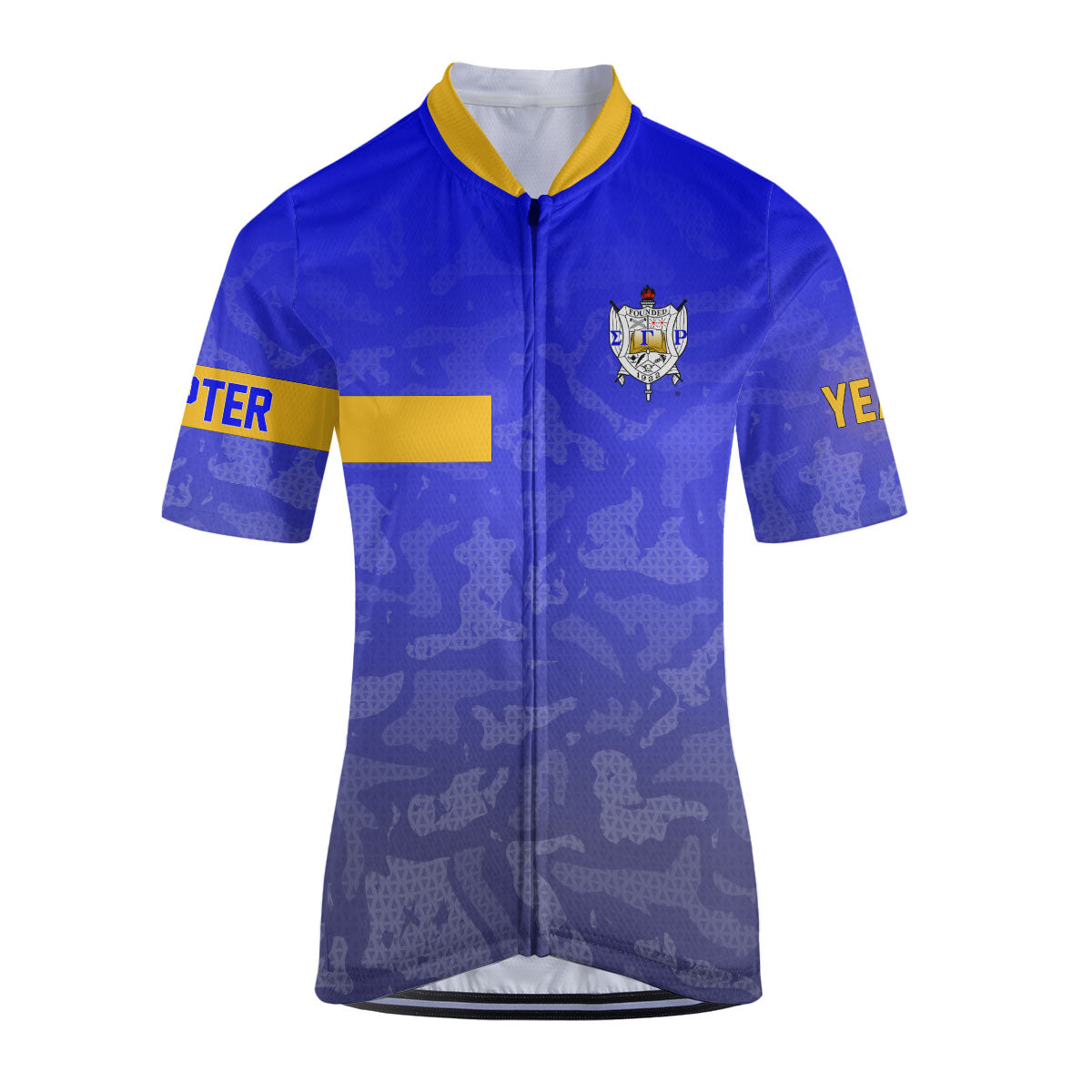 Sigma Gamma Rho Cycling Jersey Custom Blue Yellow Camouflage Style