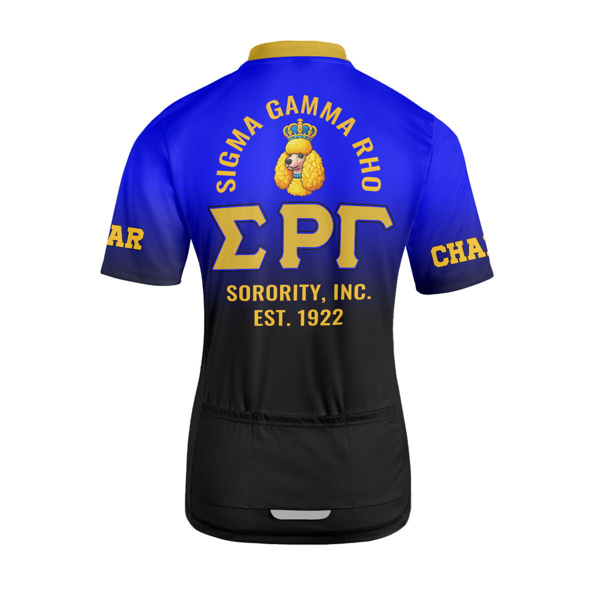 Sigma Gamma Rho Cycling Jersey Custom Blue Yellow Geometric Lines Style