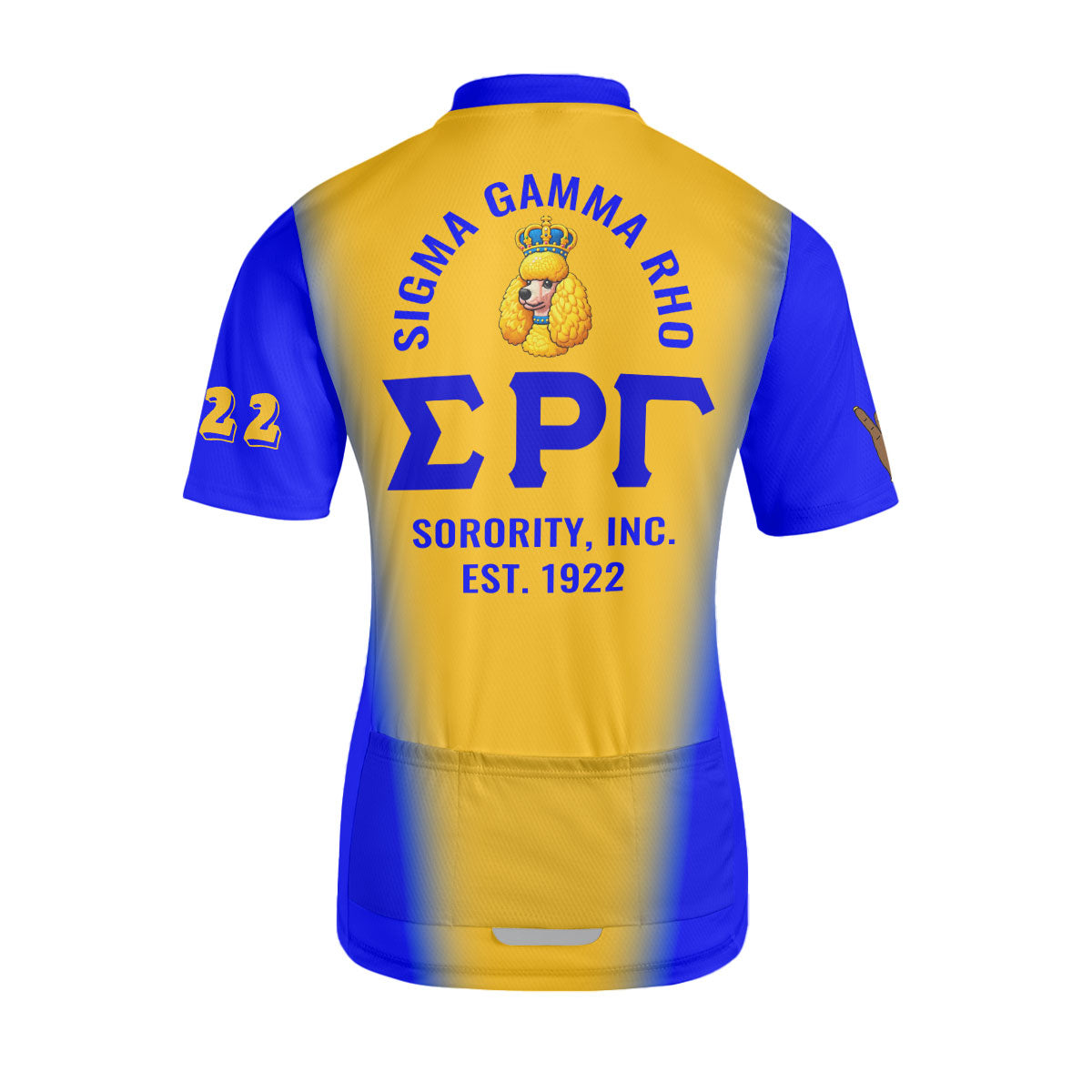 Sigma Gamma Rho Cycling Jersey Custom Blue Yellow Spear Gradient Style