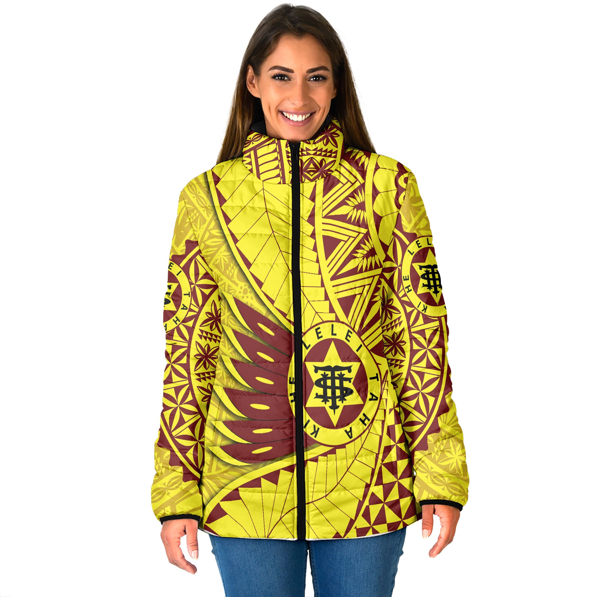 Custom Tonga High School Women Padded Jacket Tonga Golden Style