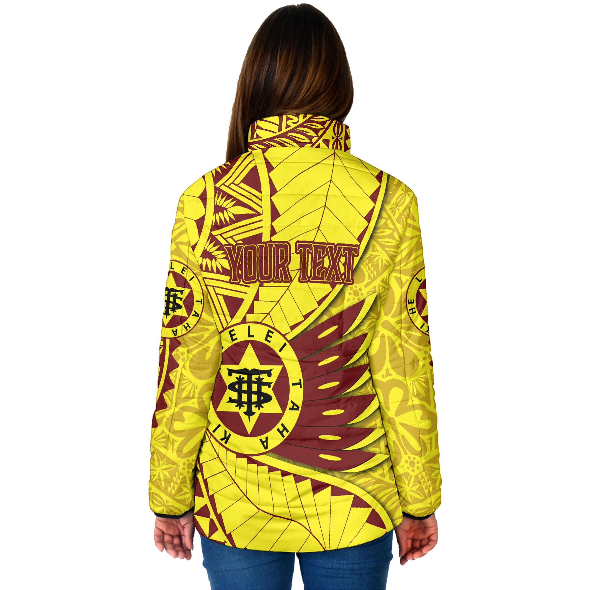 Custom Tonga High School Women Padded Jacket Tonga Golden Style