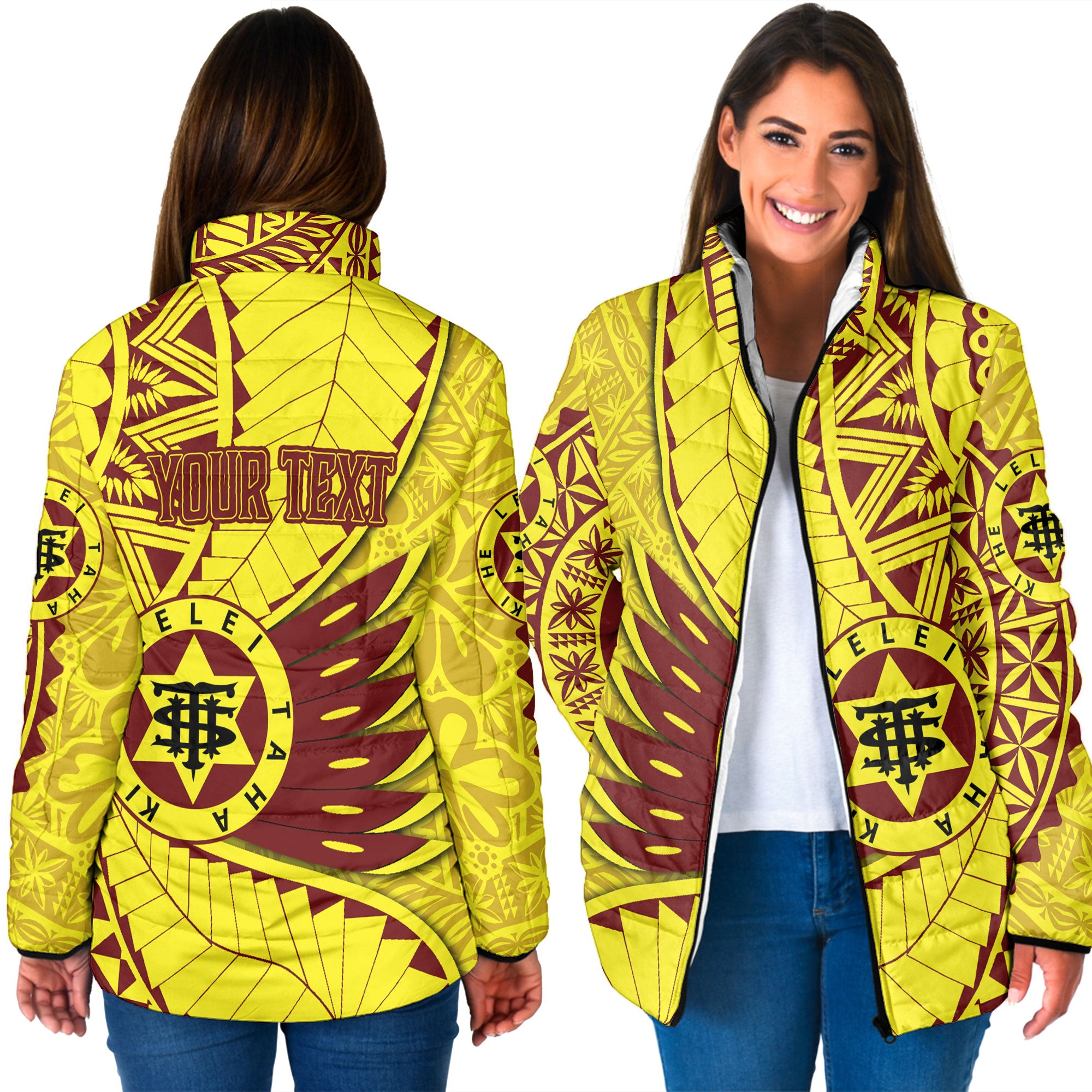 Custom Tonga High School Women Padded Jacket Tonga Golden Style