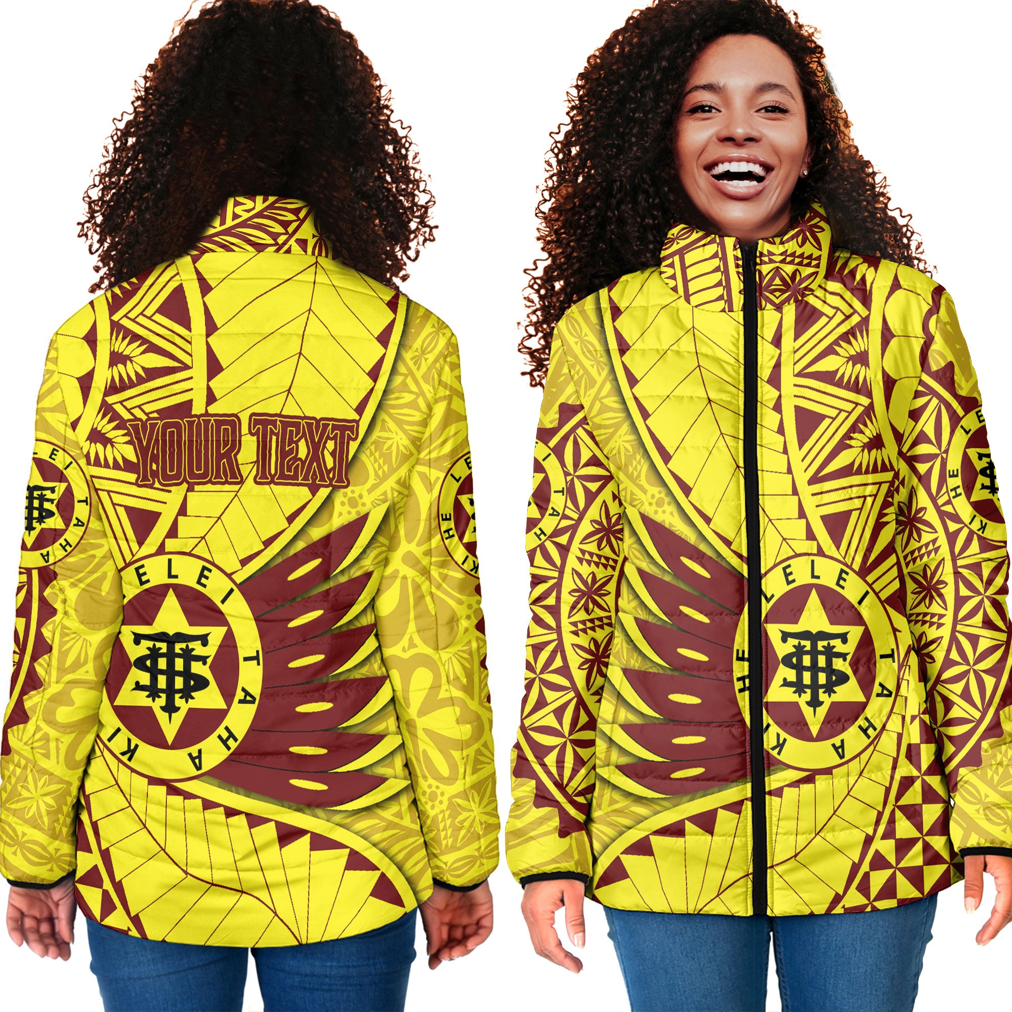 Custom Tonga High School Women Padded Jacket Tonga Golden Style