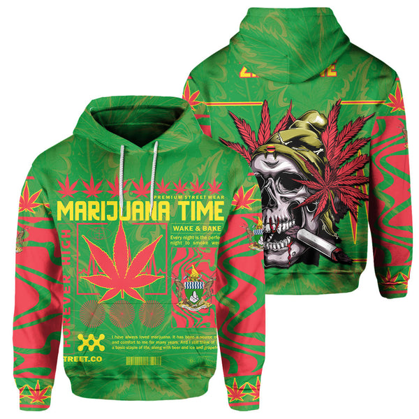 Zimbabwe Hoodie Flag & Coat Of Arms Marijuanas Style