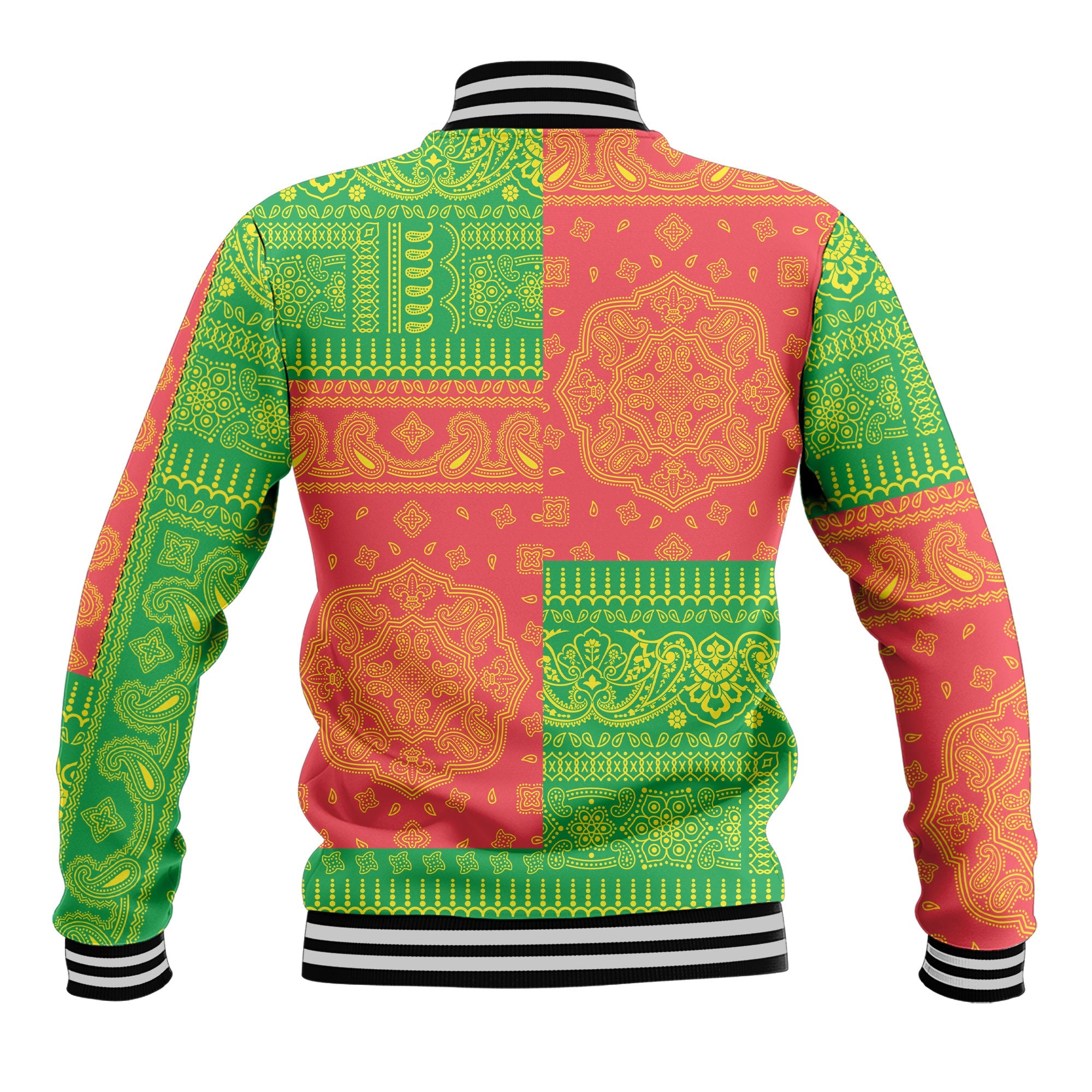 Zimbabwe Baseball Jacket Flag And Paisley Basic Style 3