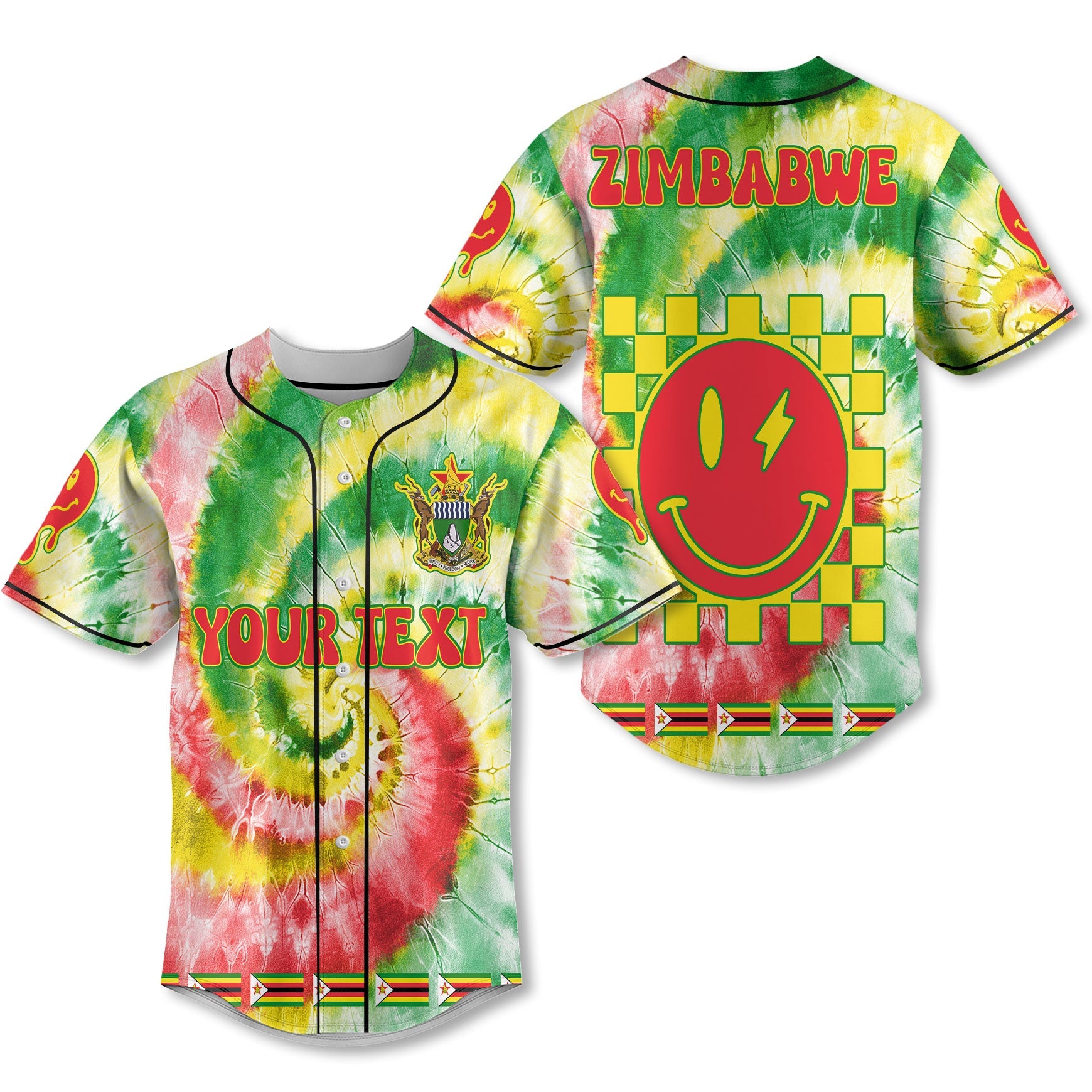 Zimbabwe Baseball Jersey Custom Tie Dye Style 1