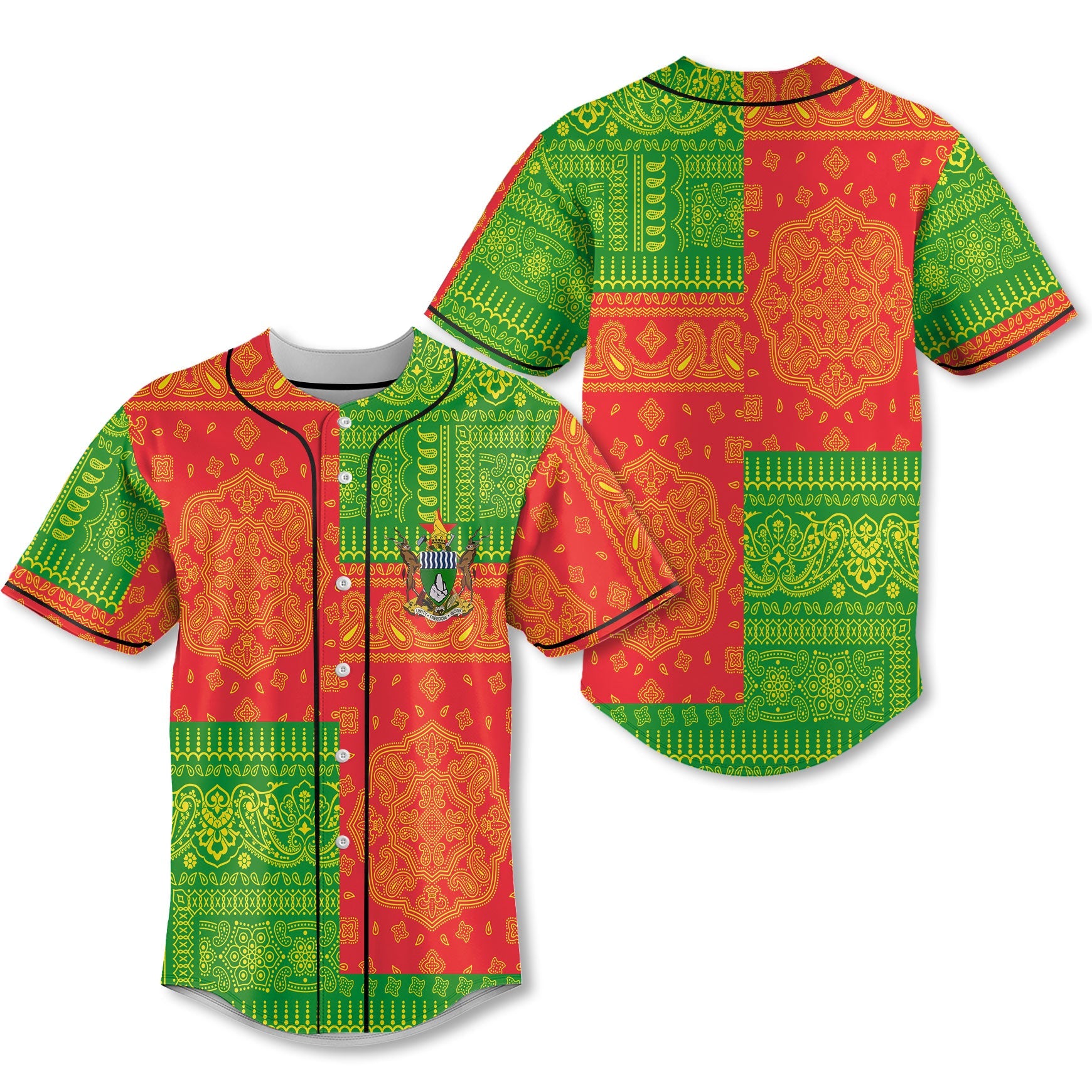 Zimbabwe Baseball Jersey Flag And Paisley Basic Style 1