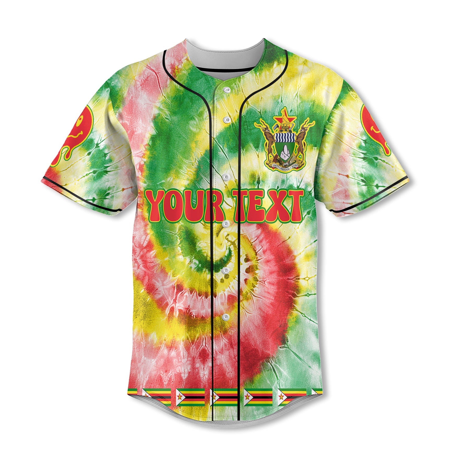 Zimbabwe Baseball Jersey Custom Tie Dye Style 2