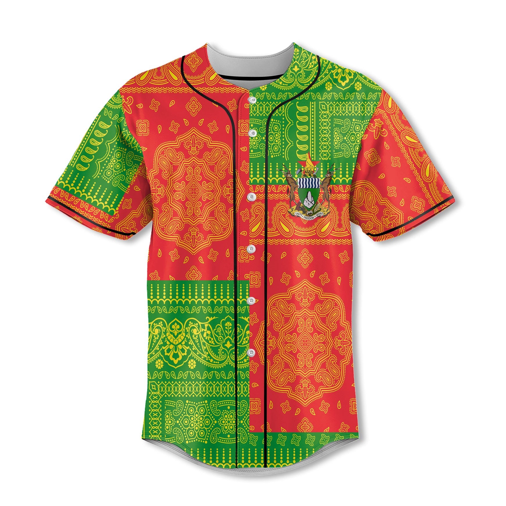 Zimbabwe Baseball Jersey Flag And Paisley Basic Style 2