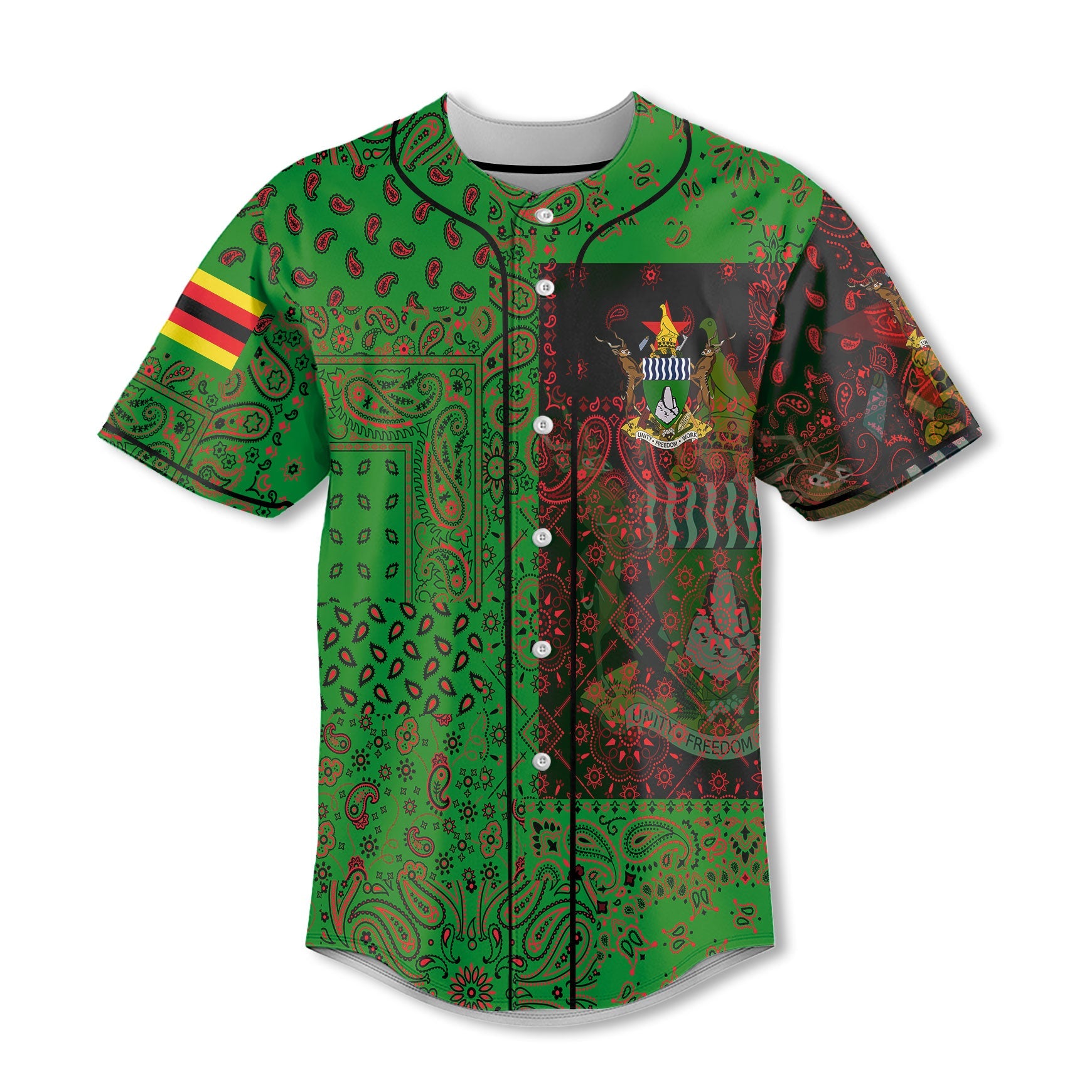 Zimbabwe Baseball Jersey Paisley Flag And Skull Style 2