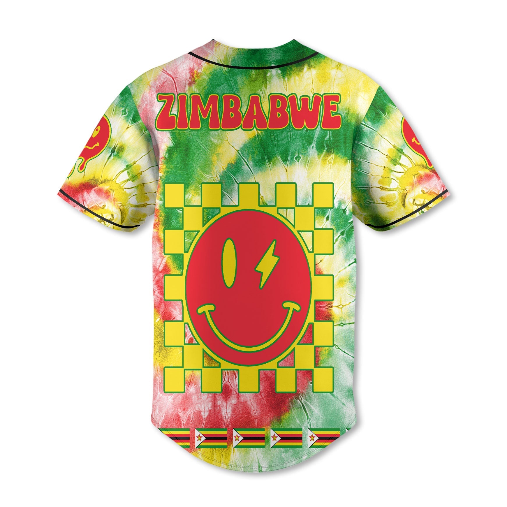 Zimbabwe Baseball Jersey Custom Tie Dye Style 3