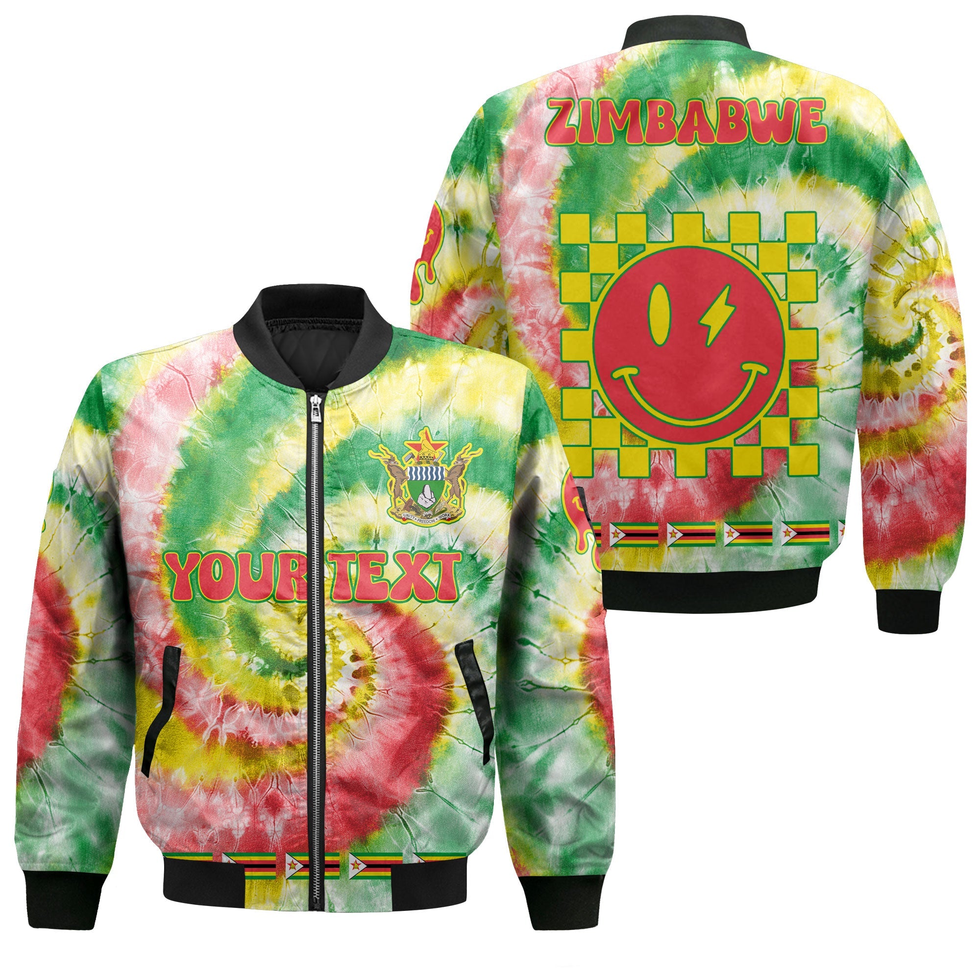 Zimbabwe Bomber Jacket Custom Tie Dye Style 1