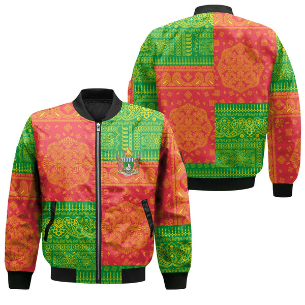 Zimbabwe Bomber Jacket Flag And Paisley Basic Style 1