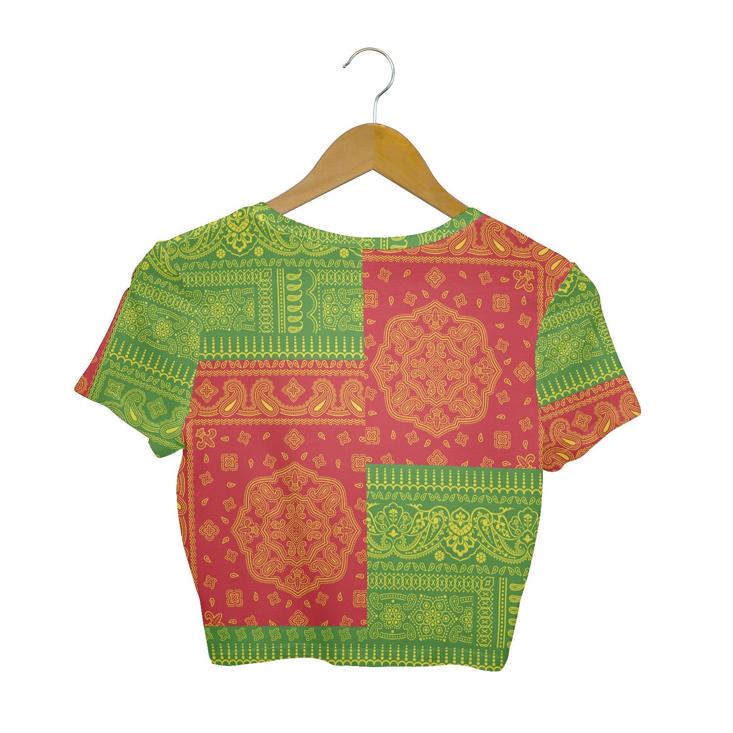 Zimbabwe Croptop T Shirt Flag And Paisley Basic Style 3