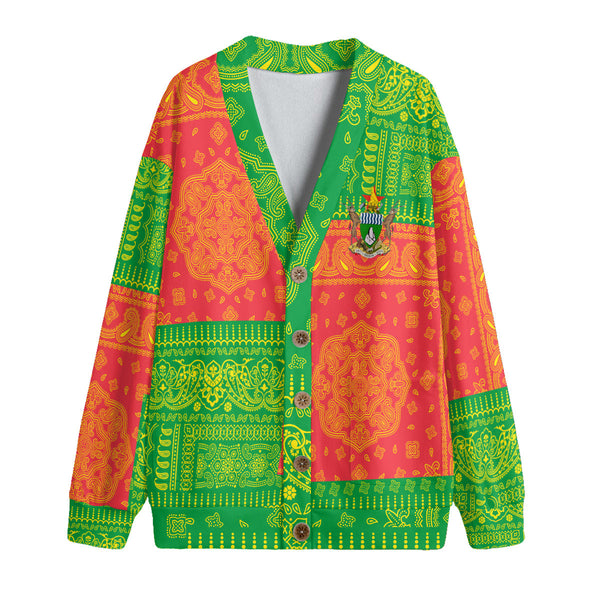 Zimbabwe Fleece Cardigan Flag And Paisley Basic Style 1