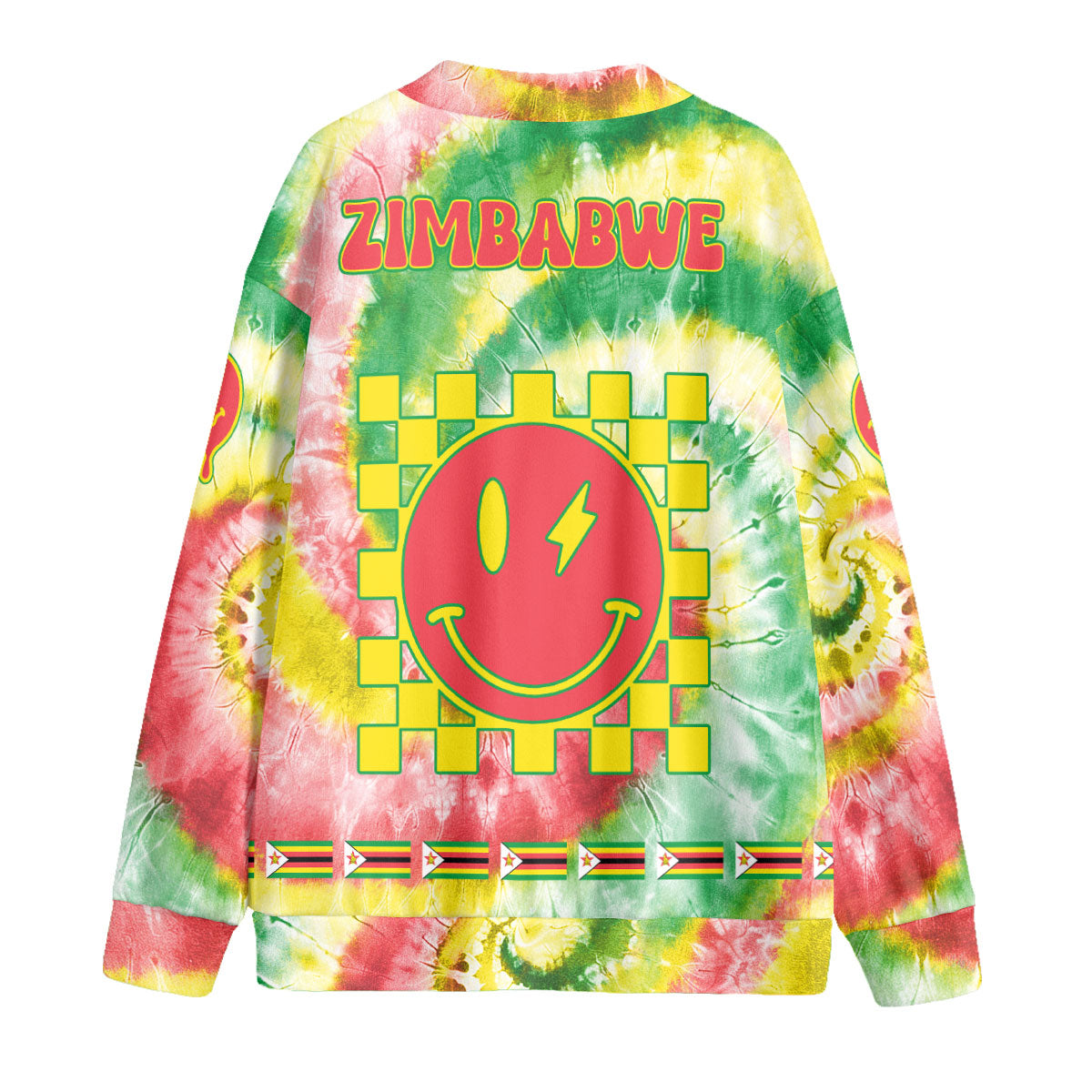 Zimbabwe Fleece Cardigan Custom Tie Dye Style 2