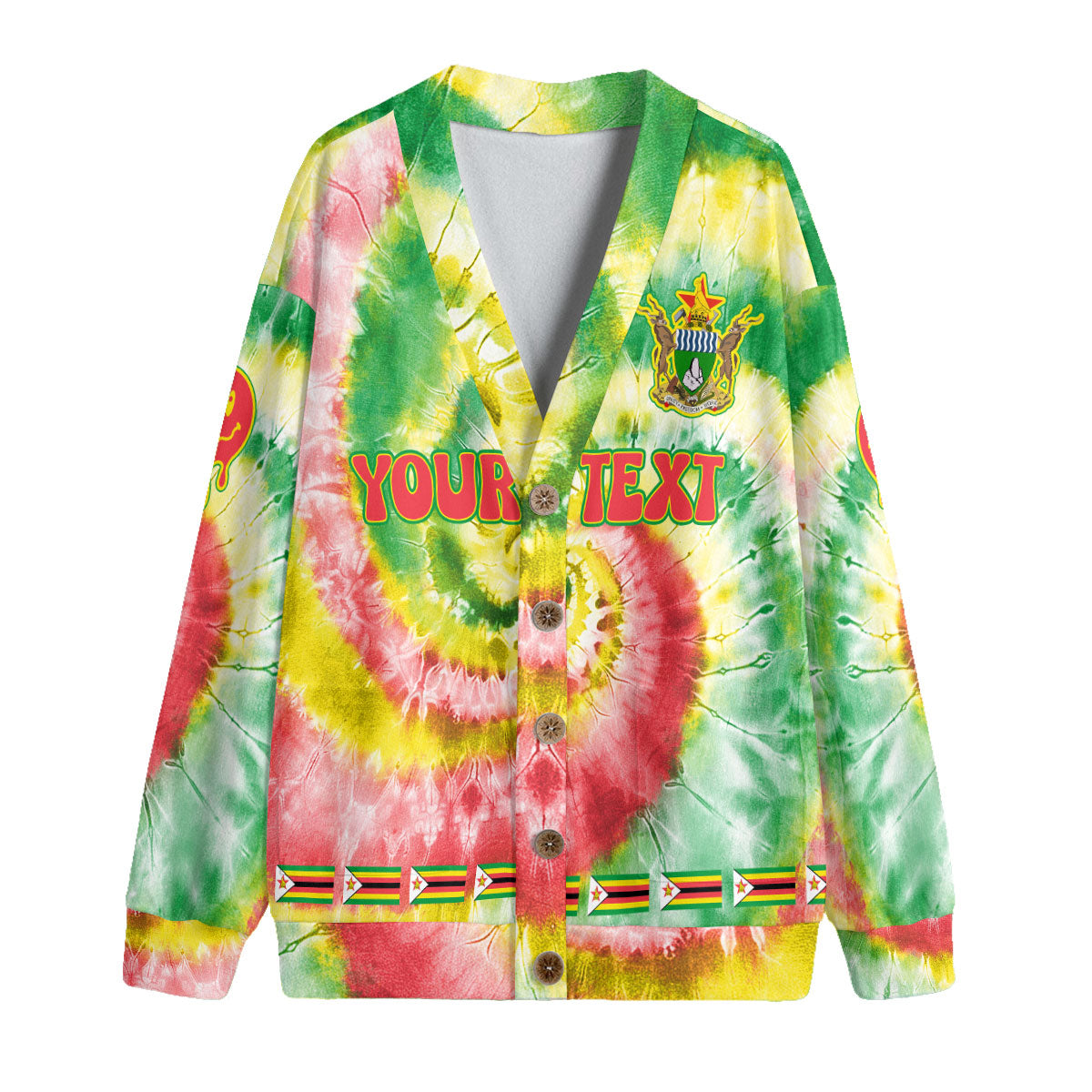 Zimbabwe Fleece Cardigan Custom Tie Dye Style 4