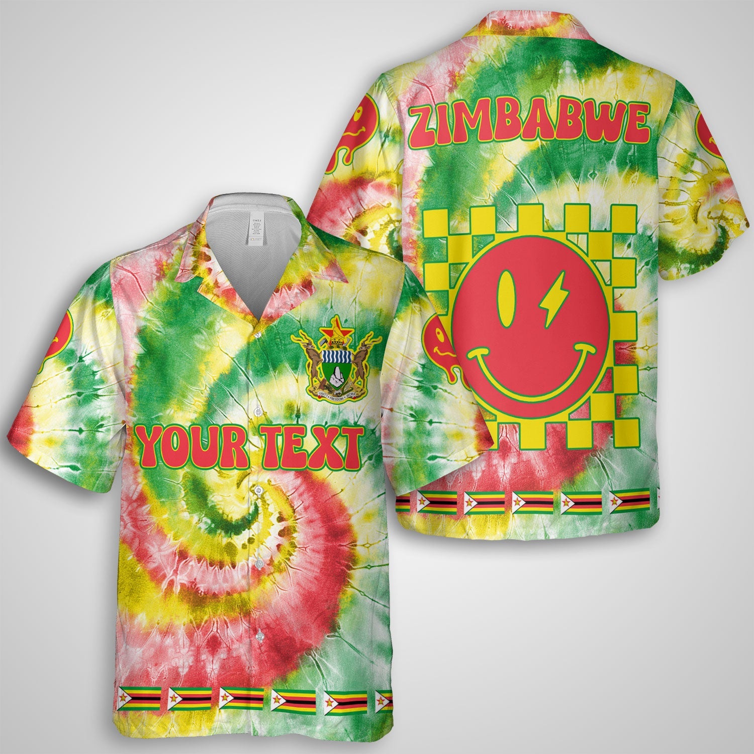 Zimbabwe Hawaiian Shirt Custom Tie Dye Style 1