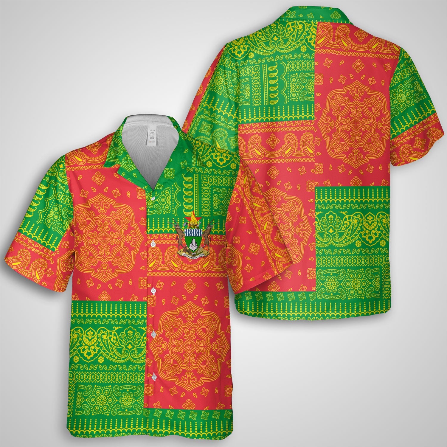 Zimbabwe Hawaiian Shirt Flag And Paisley Basic Style 1